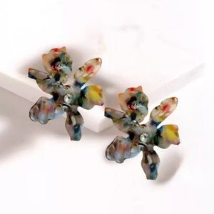 Confetti Burgundy Lily Acrylic Earrings